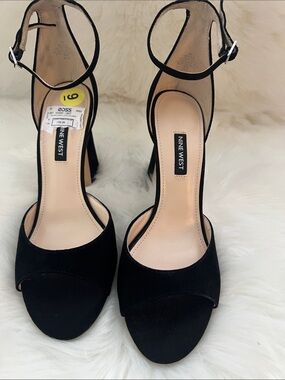Nine West Black Open-Toe Ankle-Strap Heels